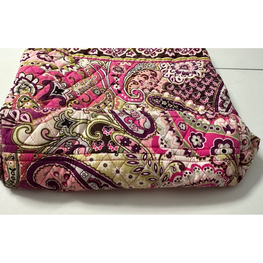 Vera Bradley Raspberry Fizz Quilted Cotton Tote Bag Paisley Floral Pink Purple - Picture 2 of 8